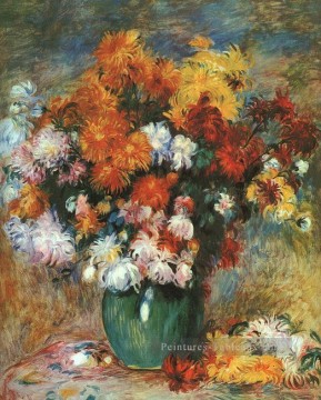 Vase de chrysanthèmes fleur Pierre Auguste Renoir Peinture à l'huile